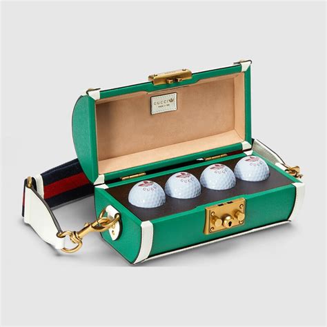 adidas x Gucci golf ball case in green leather 